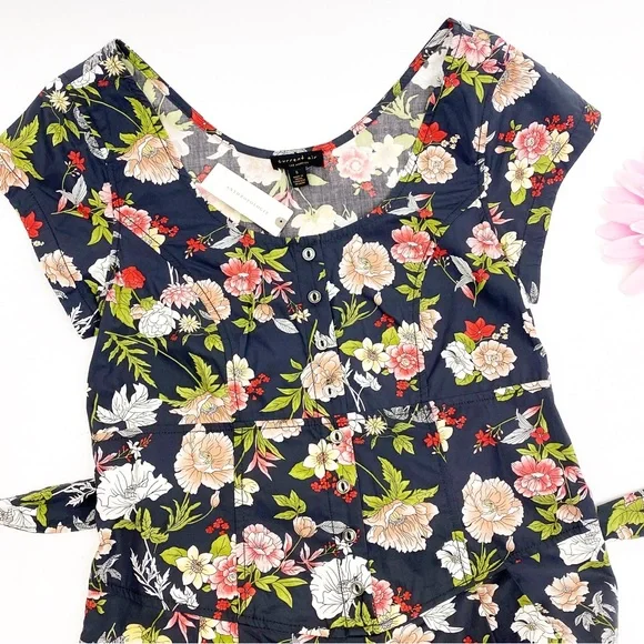 Anthropologie X Current Air Clea Wide Leg Belted Button Front Jumpsuit Floral - Picture 4 of 11